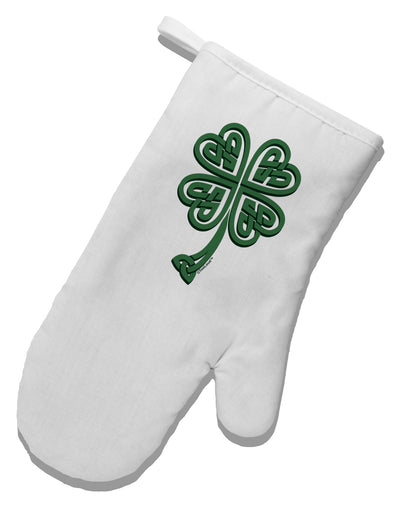 3D Style Celtic Knot 4 Leaf Clover White Printed Fabric Oven Mitt-Oven Mitt-TooLoud-White-Davson Sales