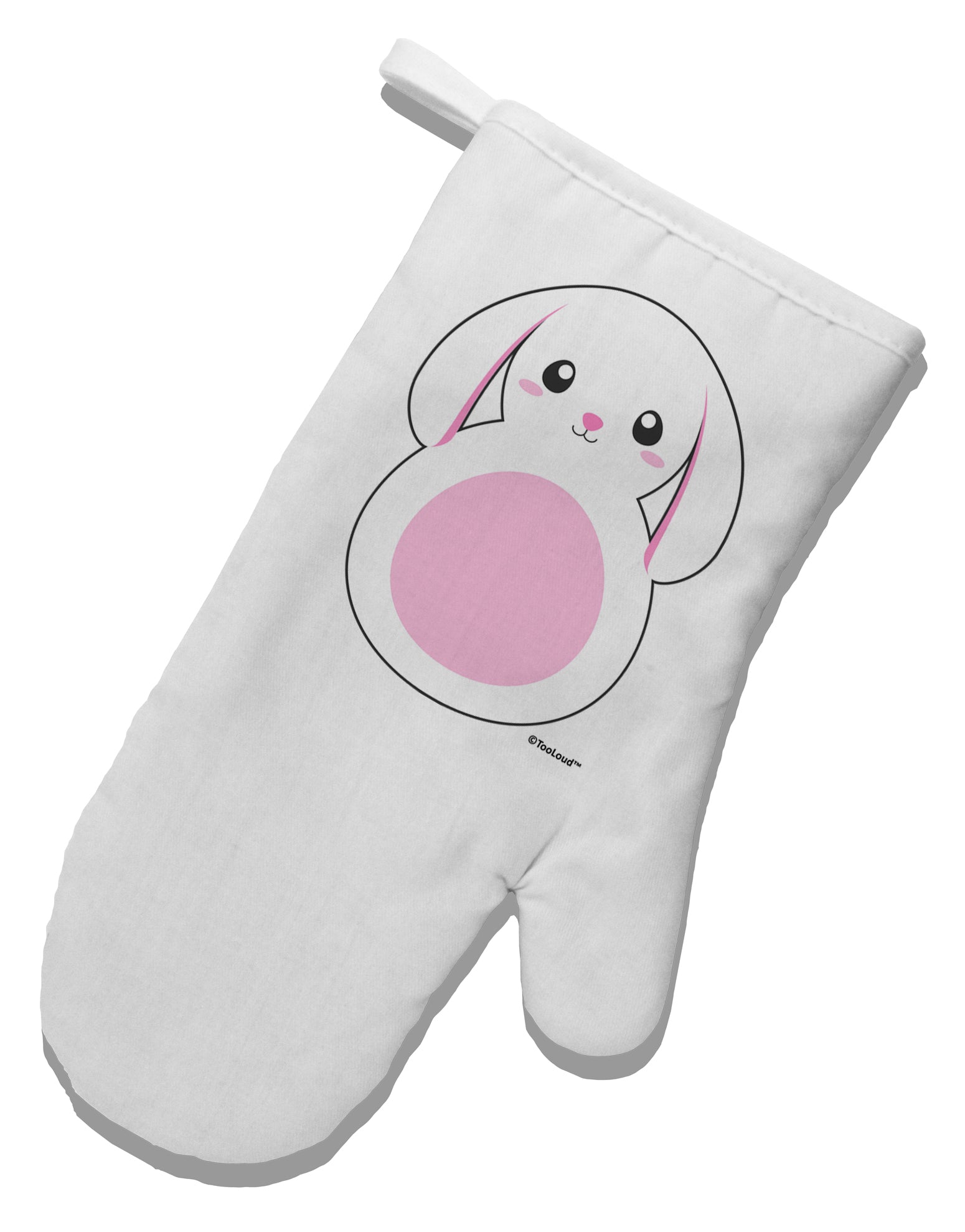 Cute Bunny with Floppy Ears - Pink White Printed Fabric Oven Mitt by TooLoud-Oven Mitt-TooLoud-White-Davson Sales