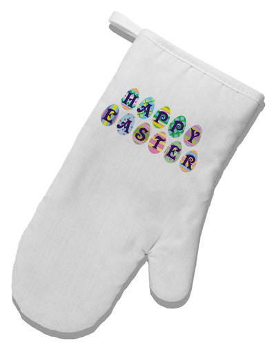 Easter Eggs Happy Easter White Printed Fabric Oven Mitt-Oven Mitt-TooLoud-White-Davson Sales