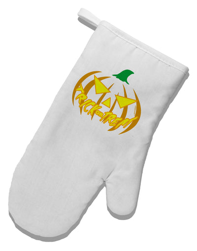 Trick or Treat Jack Yellow White Printed Fabric Oven Mitt-Oven Mitt-TooLoud-White-Davson Sales