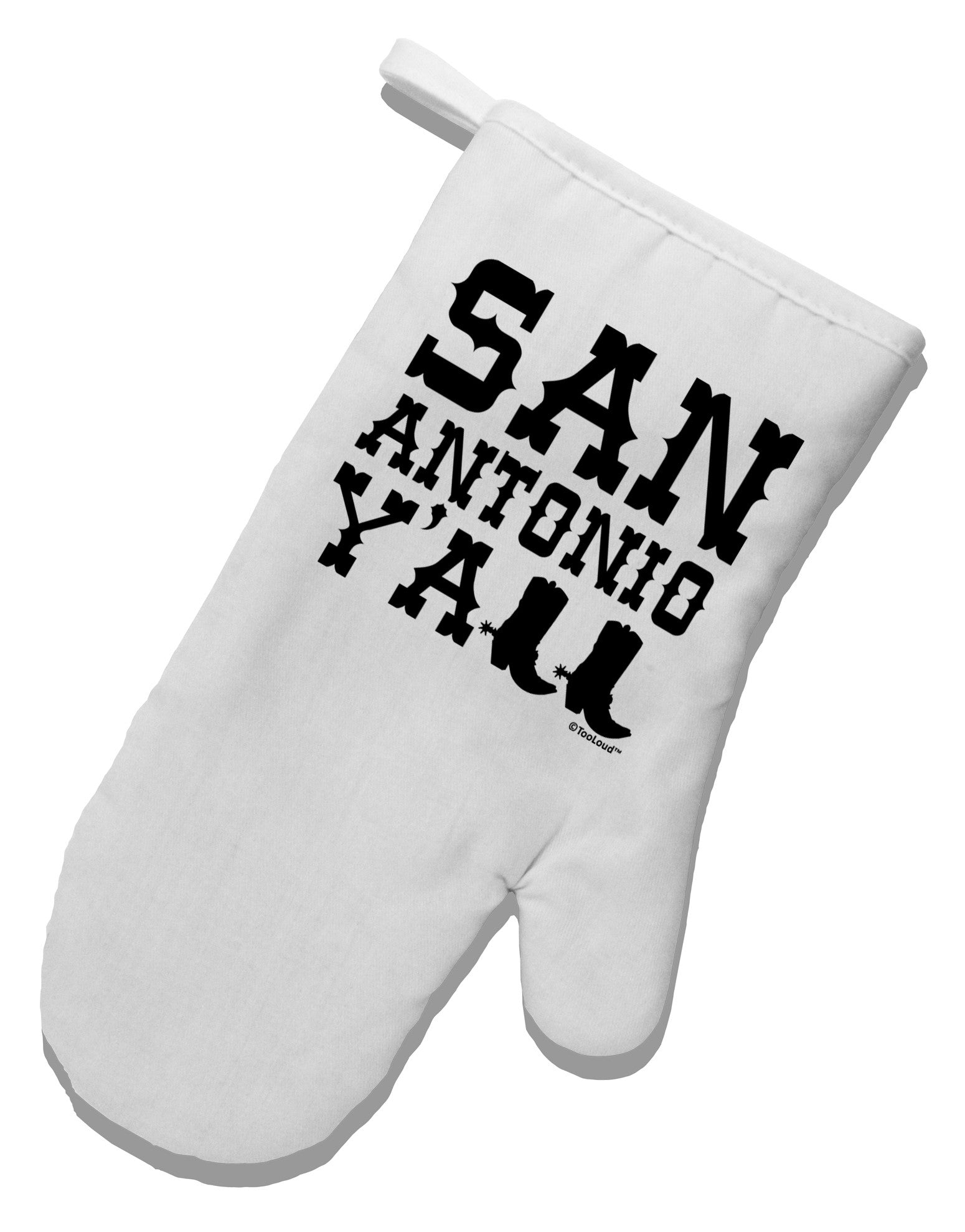San Antonio Y'all - Boots - Texas Pride White Printed Fabric Oven Mitt by TooLoud-Oven Mitt-TooLoud-White-Davson Sales