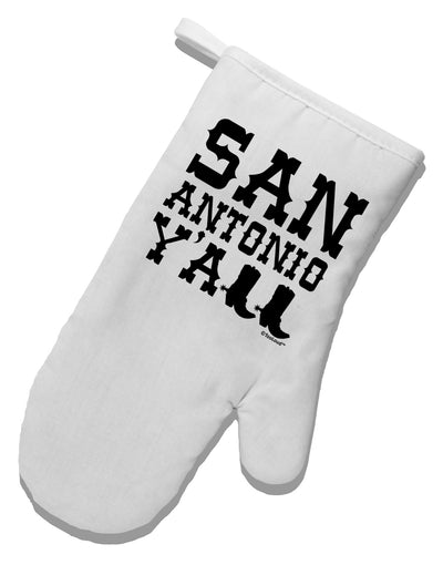 San Antonio Y'all - Boots - Texas Pride White Printed Fabric Oven Mitt by TooLoud-Oven Mitt-TooLoud-White-Davson Sales