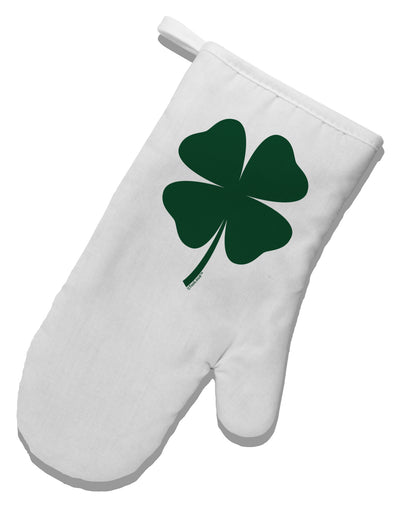 Lucky Four Leaf Clover St Patricks Day White Printed Fabric Oven Mitt-Oven Mitt-TooLoud-White-Davson Sales