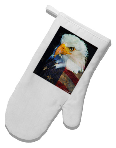 Patriotic Bald Eagle - American Flag White Printed Fabric Oven Mitt by TooLoud-Oven Mitt-TooLoud-White-Davson Sales