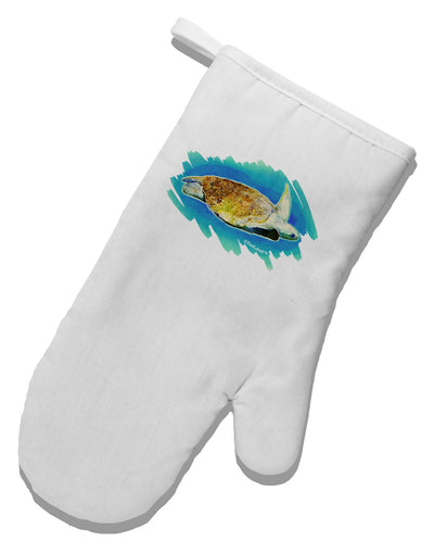 Turtle Watercolor White Printed Fabric Oven Mitt-Oven Mitt-TooLoud-White-Davson Sales