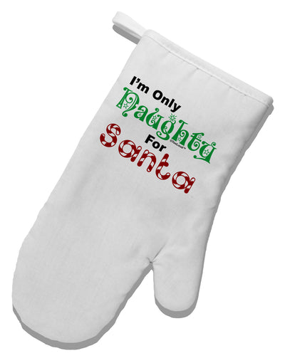 Naughty For Santa White Printed Fabric Oven Mitt-Oven Mitt-TooLoud-White-Davson Sales