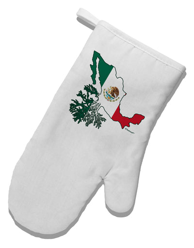 Mexican Roots - Mexico Outline Mexican Flag White Printed Fabric Oven Mitt by TooLoud-Oven Mitt-TooLoud-White-Davson Sales