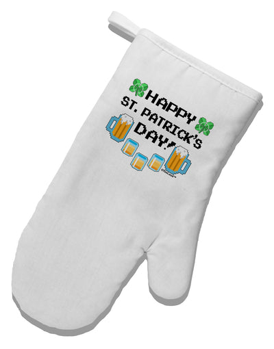 Pixel Happy St Patricks Day White Printed Fabric Oven Mitt-Oven Mitt-TooLoud-White-Davson Sales