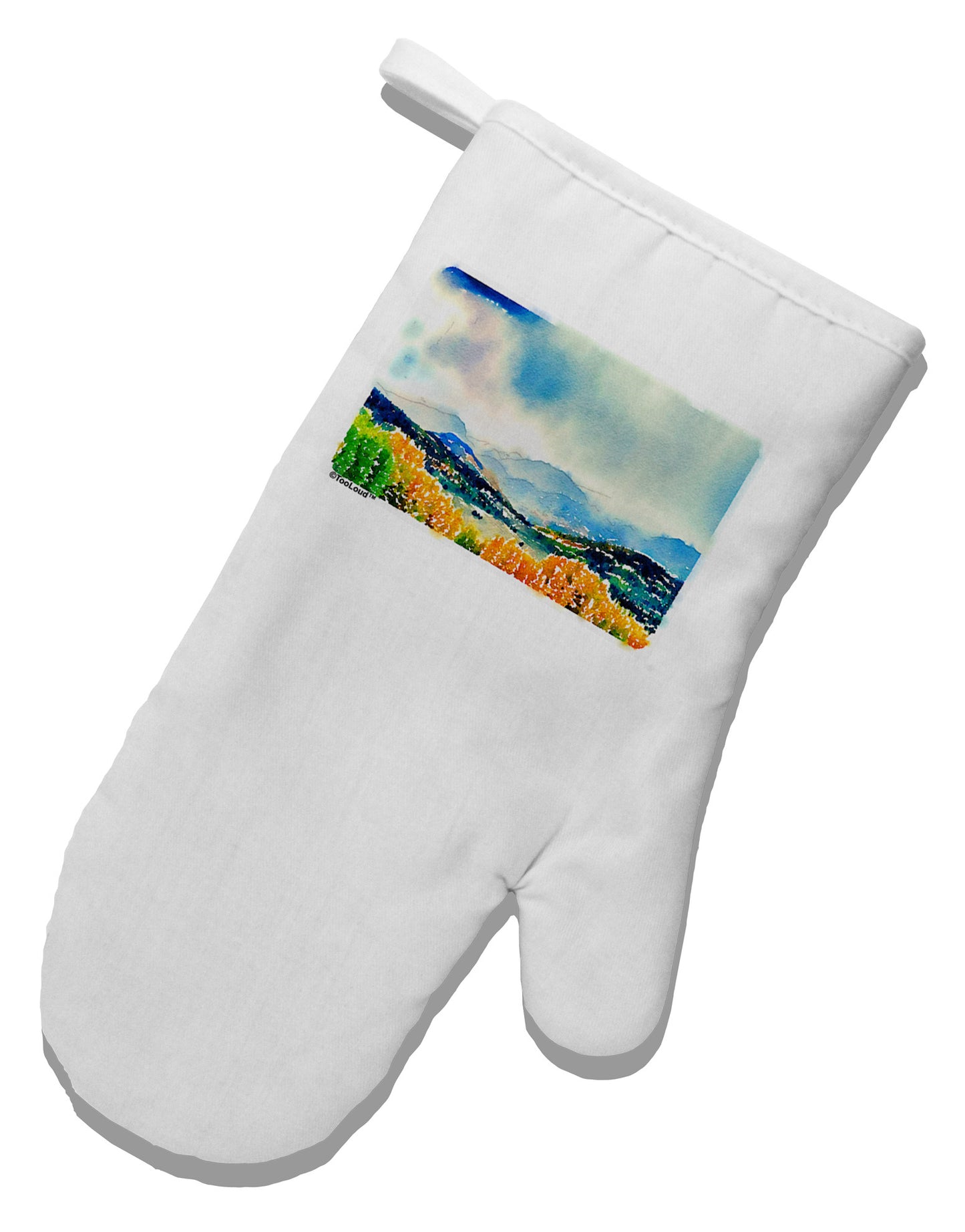 Colorado Mountain Scene White Printed Fabric Oven Mitt-Oven Mitt-TooLoud-White-Davson Sales