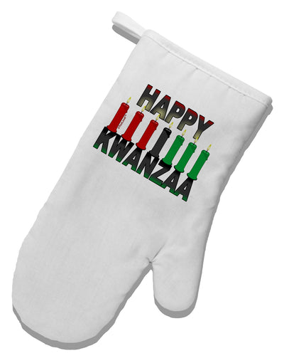 Happy Kwanzaa Candles White Printed Fabric Oven Mitt-Oven Mitt-TooLoud-White-Davson Sales