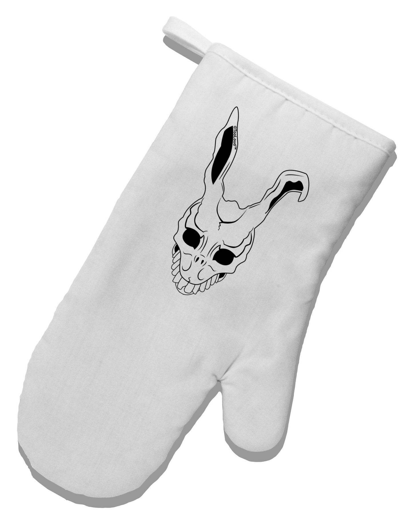 Scary Face Bunny White White Printed Fabric Oven Mitt-Oven Mitt-TooLoud-White-Davson Sales