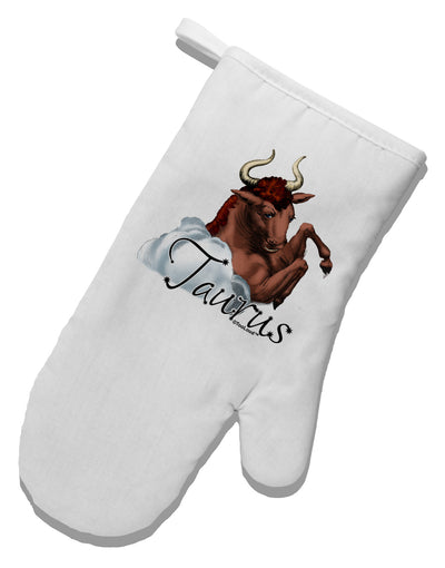 Taurus Color Illustration White Printed Fabric Oven Mitt-Oven Mitt-TooLoud-White-Davson Sales