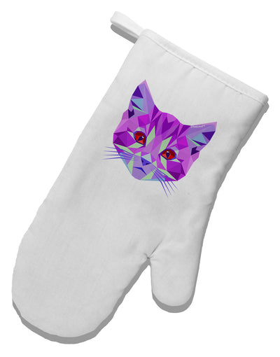 Geometric Kitty Purple White Printed Fabric Oven Mitt-Oven Mitt-TooLoud-White-Davson Sales