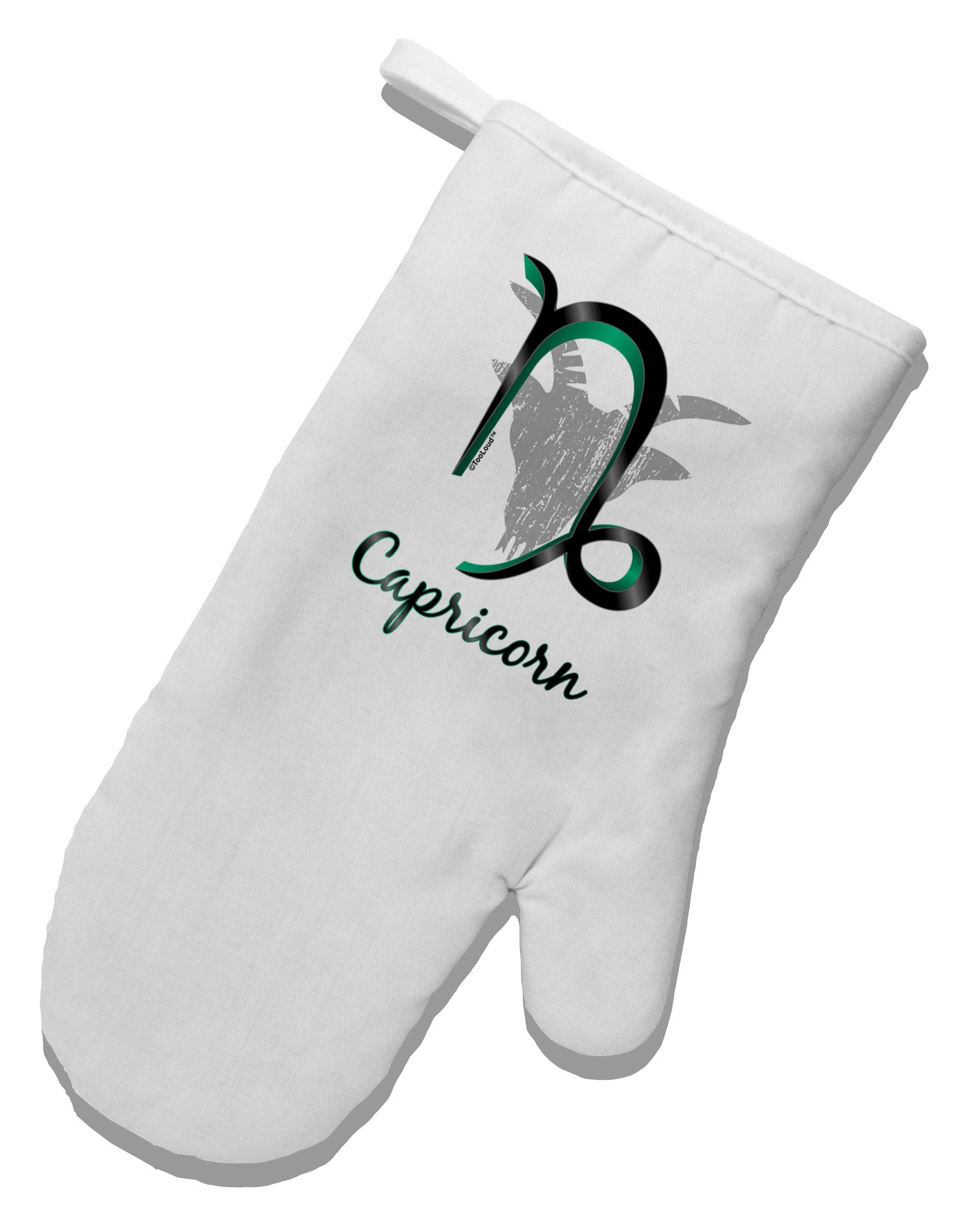 Capricorn Symbol White Printed Fabric Oven Mitt-Oven Mitt-TooLoud-White-Davson Sales