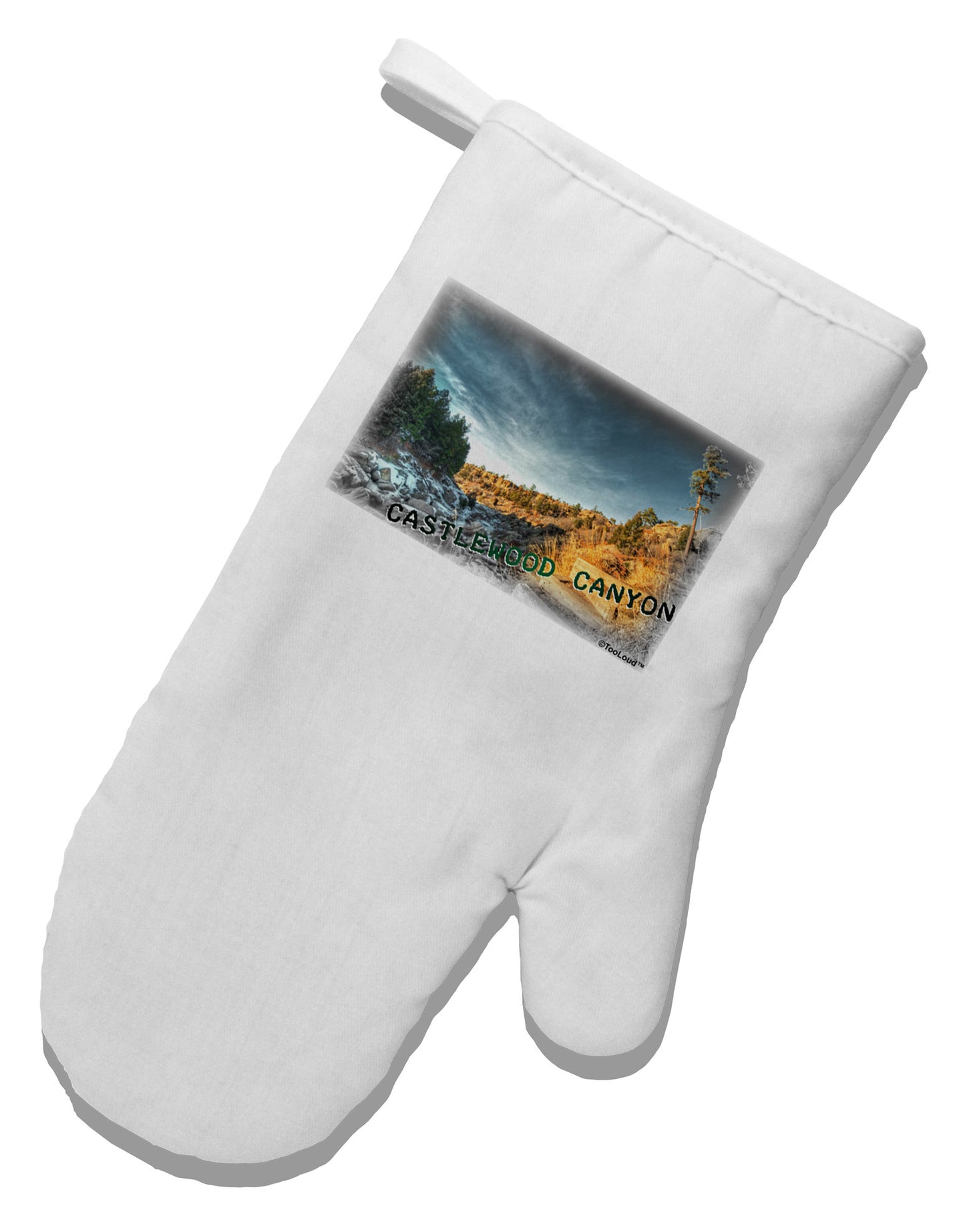Castlewood Canyon Old Photo White Printed Fabric Oven Mitt-Oven Mitt-TooLoud-White-Davson Sales