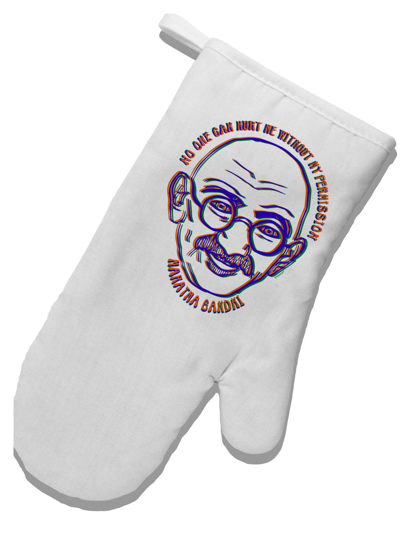 TooLoud No one can hurt me without my permission Ghandi White Printed Fabric Oven Mitt-OvenMitts-TooLoud-Davson Sales