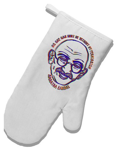 TooLoud No one can hurt me without my permission Ghandi White Printed Fabric Oven Mitt-OvenMitts-TooLoud-Davson Sales