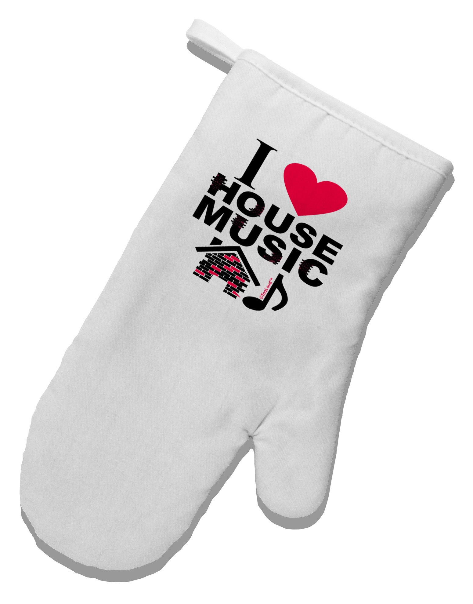 I Love House Pink White Printed Fabric Oven Mitt-Oven Mitt-TooLoud-White-Davson Sales