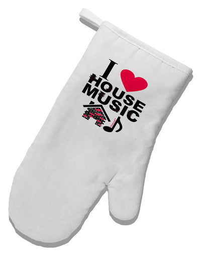 I Love House Pink White Printed Fabric Oven Mitt-Oven Mitt-TooLoud-White-Davson Sales