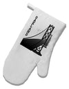 Oakland Text Bay Bridge White Printed Fabric Oven Mitt-Oven Mitt-TooLoud-White-Davson Sales