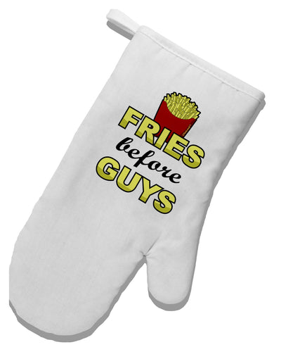 Fries Before Guys White Printed Fabric Oven Mitt by TooLoud-Oven Mitt-TooLoud-White-Davson Sales