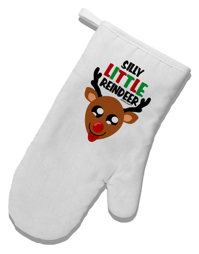 Silly Little Reindeer Matching Deer White Printed Fabric Oven Mitt-Oven Mitt-TooLoud-White-Davson Sales