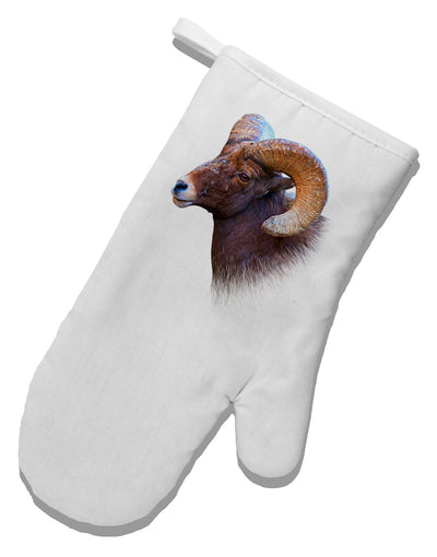 Majestic Bighorn Ram White Printed Fabric Oven Mitt-Oven Mitt-TooLoud-White-Davson Sales