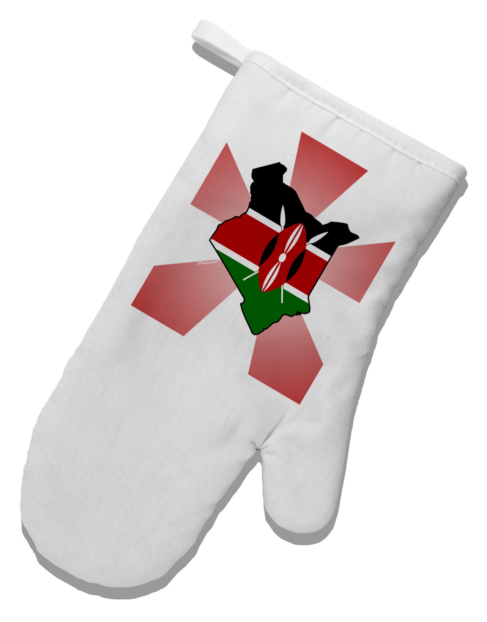 Kenya Flag Design White Printed Fabric Oven Mitt-Oven Mitt-TooLoud-White-Davson Sales
