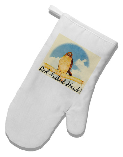 Red-tailed Hawk Text White Printed Fabric Oven Mitt-Oven Mitt-TooLoud-White-Davson Sales