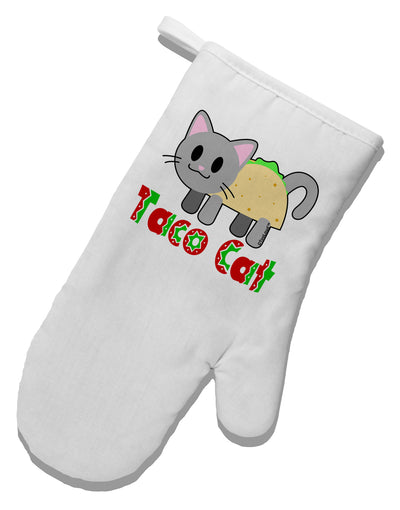 Cute Taco Cat Design Text White Printed Fabric Oven Mitt by TooLoud-Oven Mitt-TooLoud-White-Davson Sales