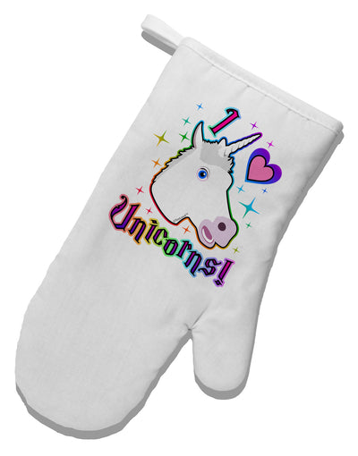 I love Unicorns White Printed Fabric Oven Mitt-Oven Mitt-TooLoud-White-Davson Sales