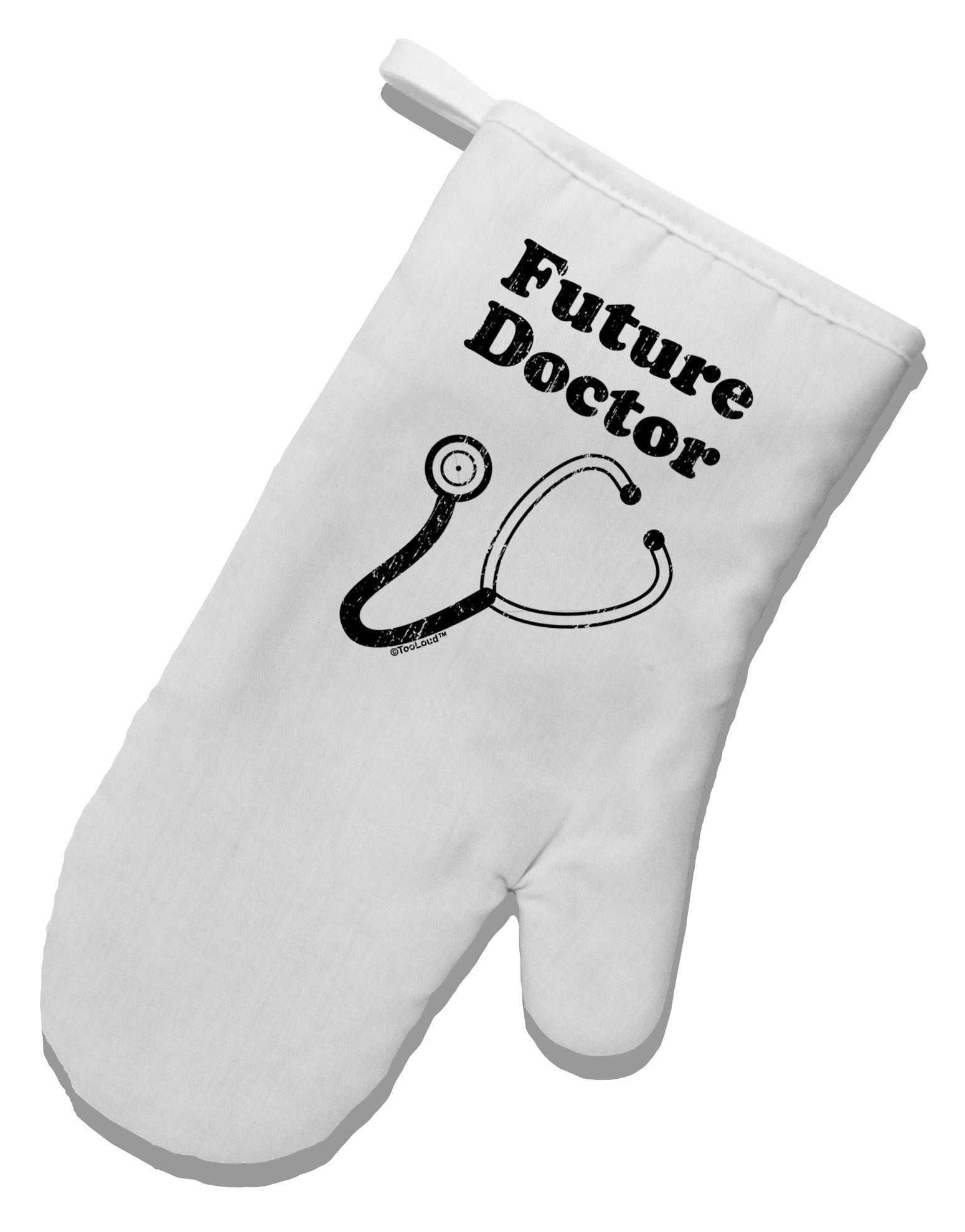 Future Doctor Distressed White Printed Fabric Oven Mitt-Oven Mitt-TooLoud-White-Davson Sales
