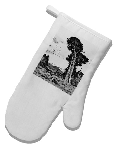 Colorado Landscape Watercolor BW White Printed Fabric Oven Mitt-Oven Mitt-TooLoud-White-Davson Sales