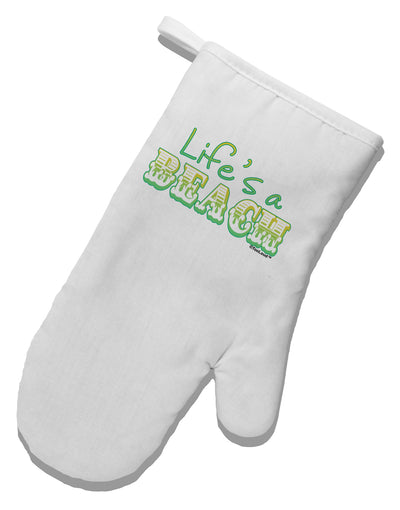 Lifes a Beach Color White Printed Fabric Oven Mitt by TooLoud-Oven Mitt-TooLoud-White-Davson Sales