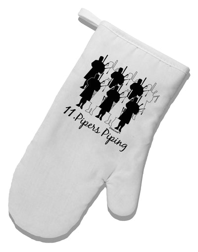 Eleven Pipers Piping Text White Printed Fabric Oven Mitt-Oven Mitt-TooLoud-White-Davson Sales