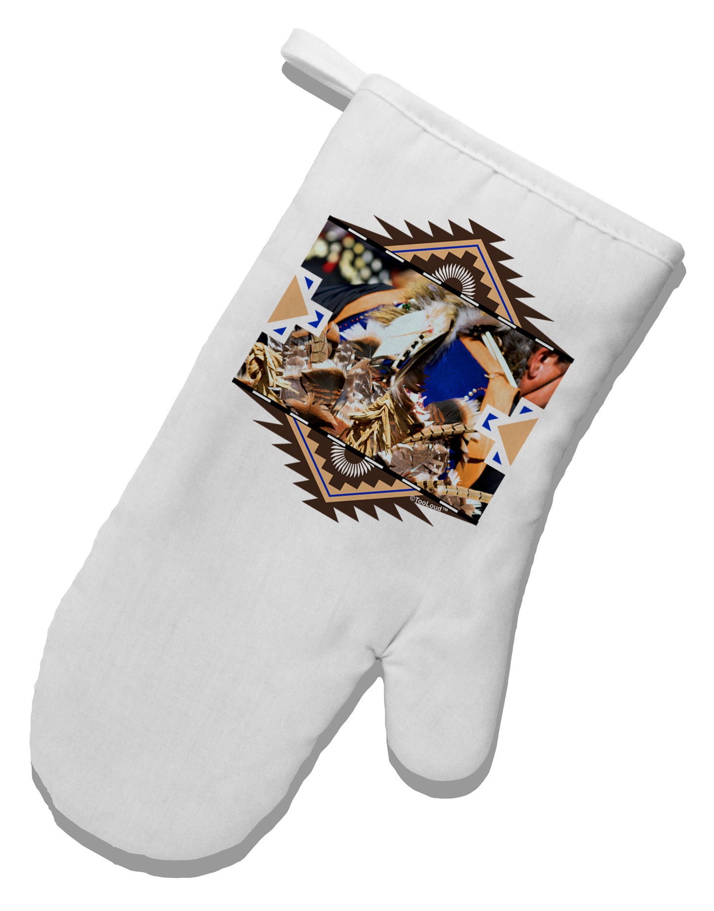 Native American Dancer 1 White Printed Fabric Oven Mitt-Oven Mitt-TooLoud-White-Davson Sales