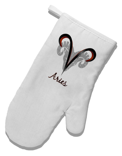 Aries Symbol White Printed Fabric Oven Mitt-Oven Mitt-TooLoud-White-Davson Sales