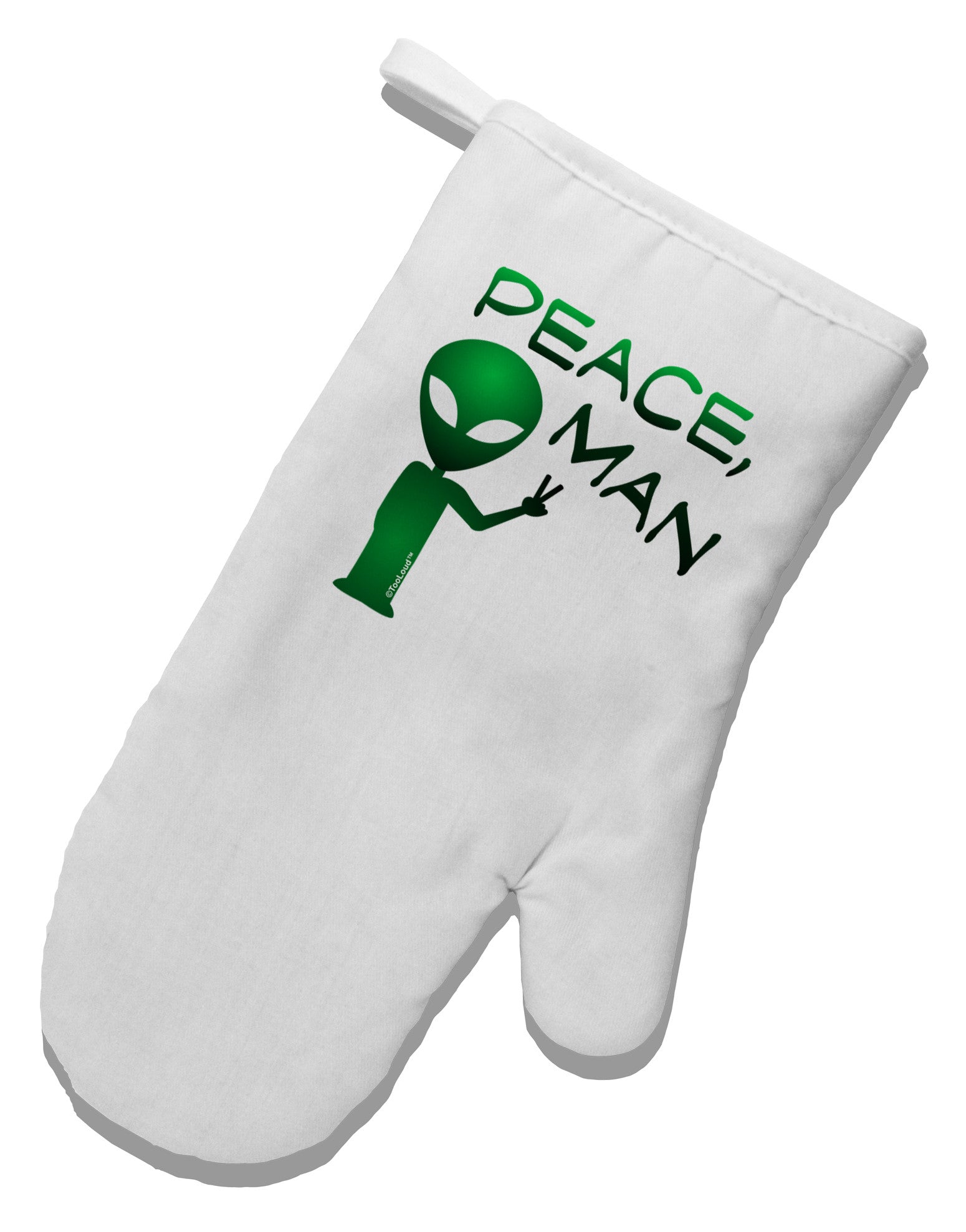 Peace Man Alien White Printed Fabric Oven Mitt-Oven Mitt-TooLoud-White-Davson Sales