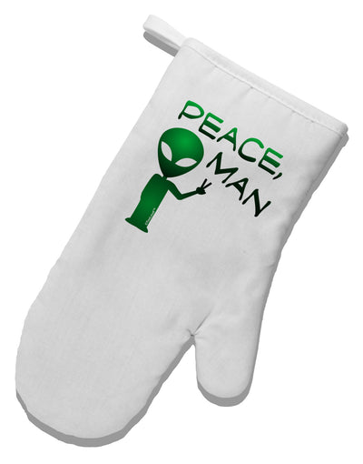 Peace Man Alien White Printed Fabric Oven Mitt-Oven Mitt-TooLoud-White-Davson Sales