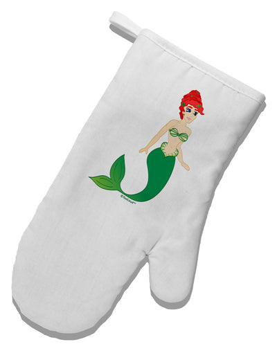 Mermaid Design - Green White Printed Fabric Oven Mitt-Oven Mitt-TooLoud-White-Davson Sales