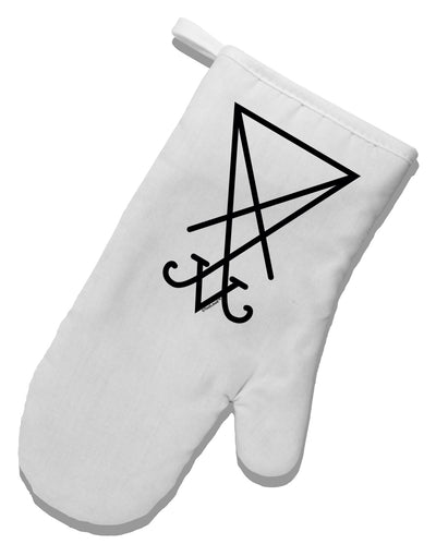 Sigil of Lucifer - Seal of Satan White Printed Fabric Oven Mitt-Oven Mitt-TooLoud-White-Davson Sales