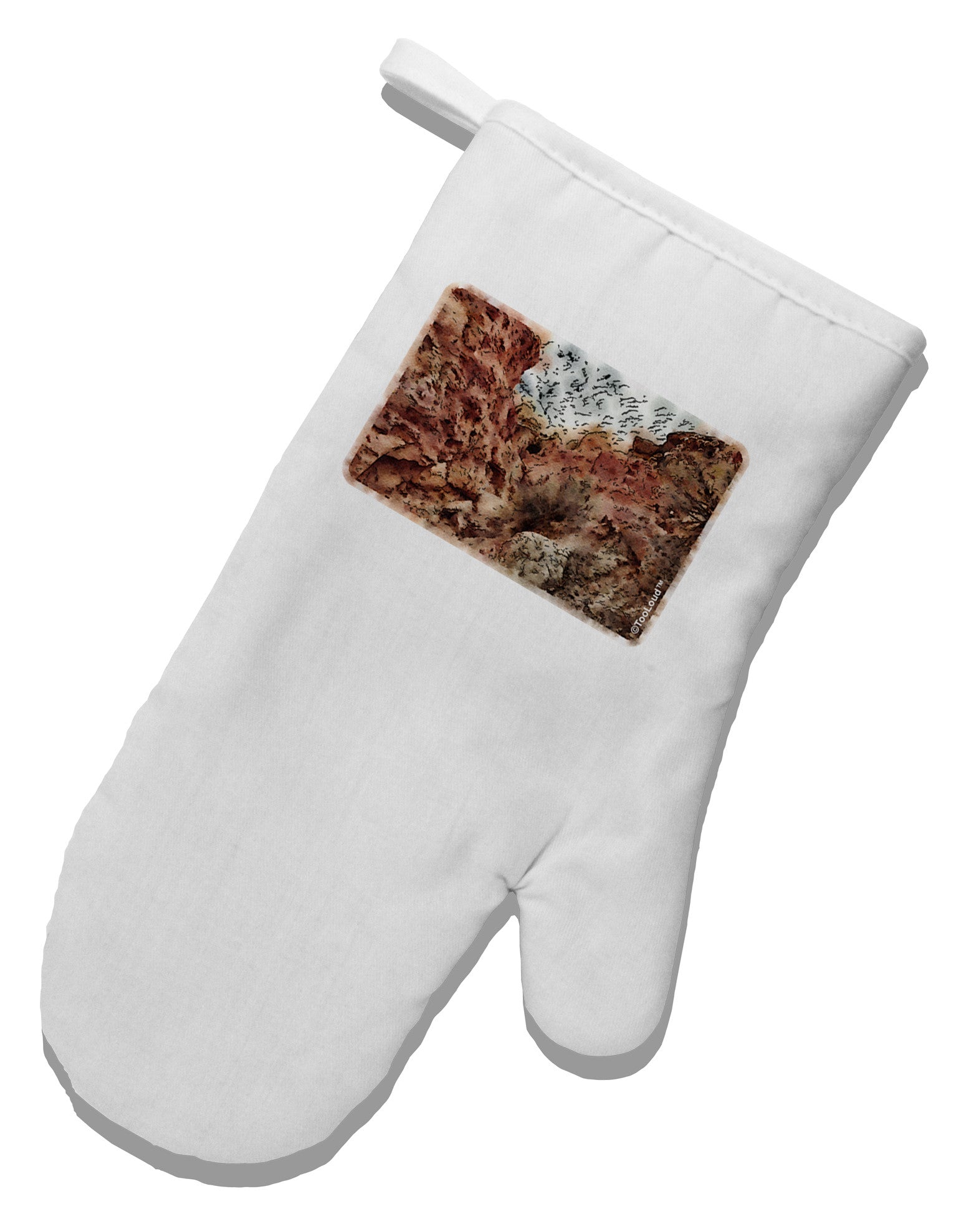 Colorado Painted Rocks Watercolor White Printed Fabric Oven Mitt-Oven Mitt-TooLoud-White-Davson Sales