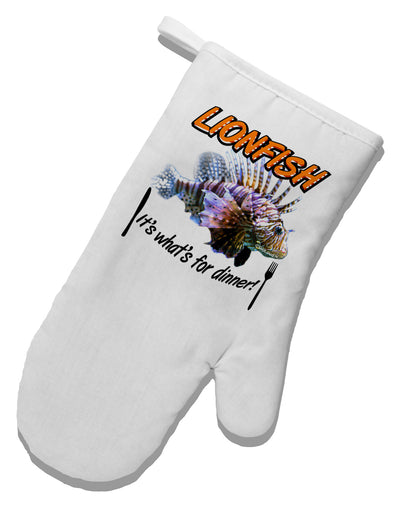 Lionfish - It's What's For Dinner White Printed Fabric Oven Mitt-Oven Mitt-TooLoud-White-Davson Sales