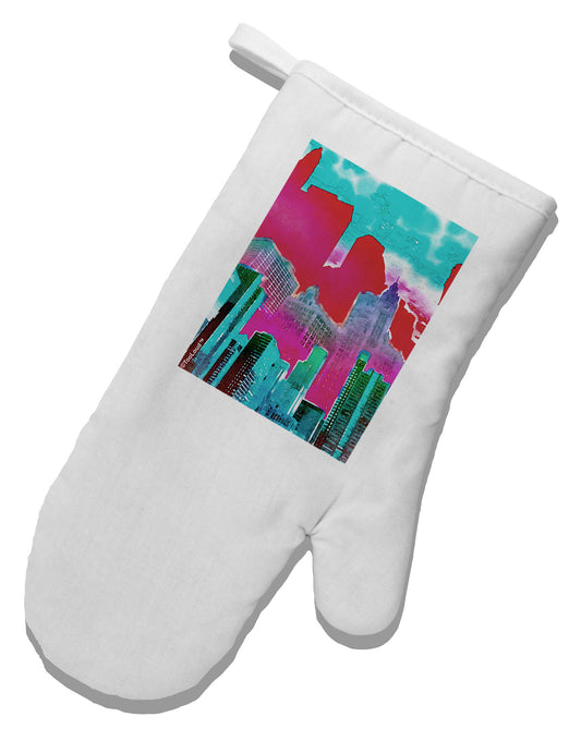 Chicago Abstract 2 Watercolor White Printed Fabric Oven Mitt-Oven Mitt-TooLoud-White-Davson Sales