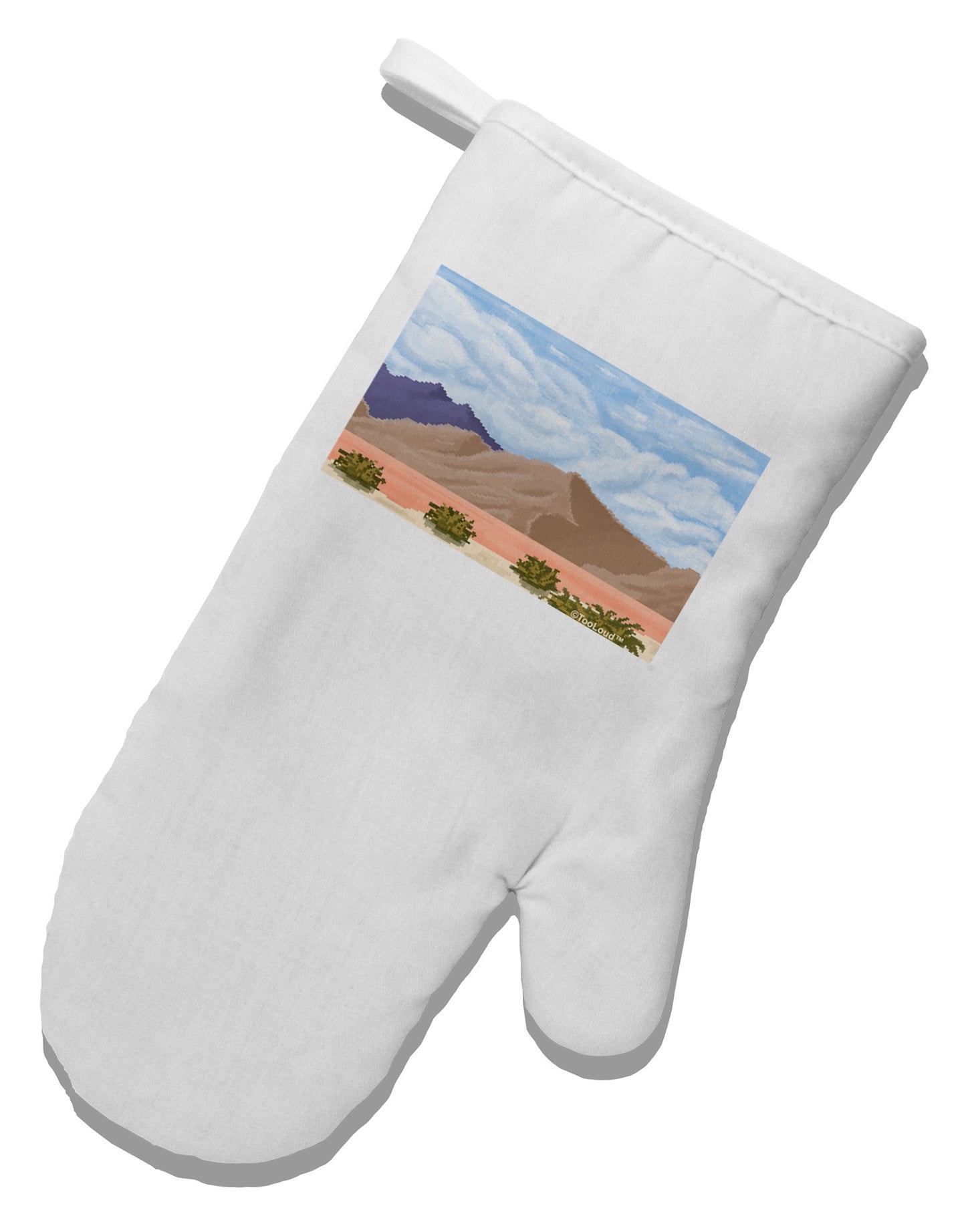 Pixel Landscape - Desert White Printed Fabric Oven Mitt-Oven Mitt-TooLoud-White-Davson Sales