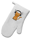 Cute Kitty With Headphones White Printed Fabric Oven Mitt-Oven Mitt-TooLoud-White-Davson Sales