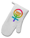 Rainbow Distressed Feminism Symbol White Printed Fabric Oven Mitt-Oven Mitt-TooLoud-White-Davson Sales