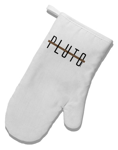 Planet Pluto Text Only White Printed Fabric Oven Mitt by TooLoud-Oven Mitt-TooLoud-White-Davson Sales