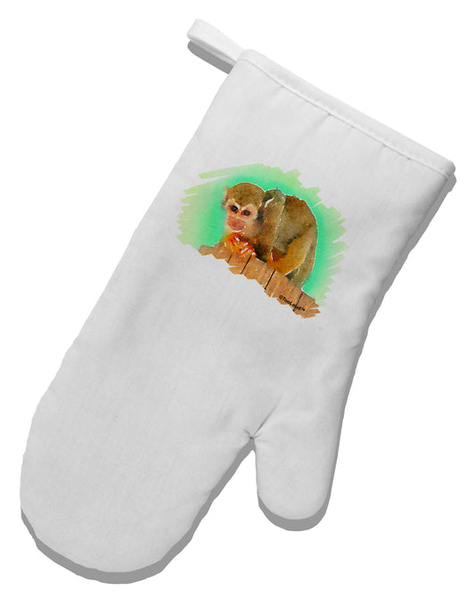 Squirrel Monkey Watercolor White Printed Fabric Oven Mitt-Oven Mitt-TooLoud-White-Davson Sales
