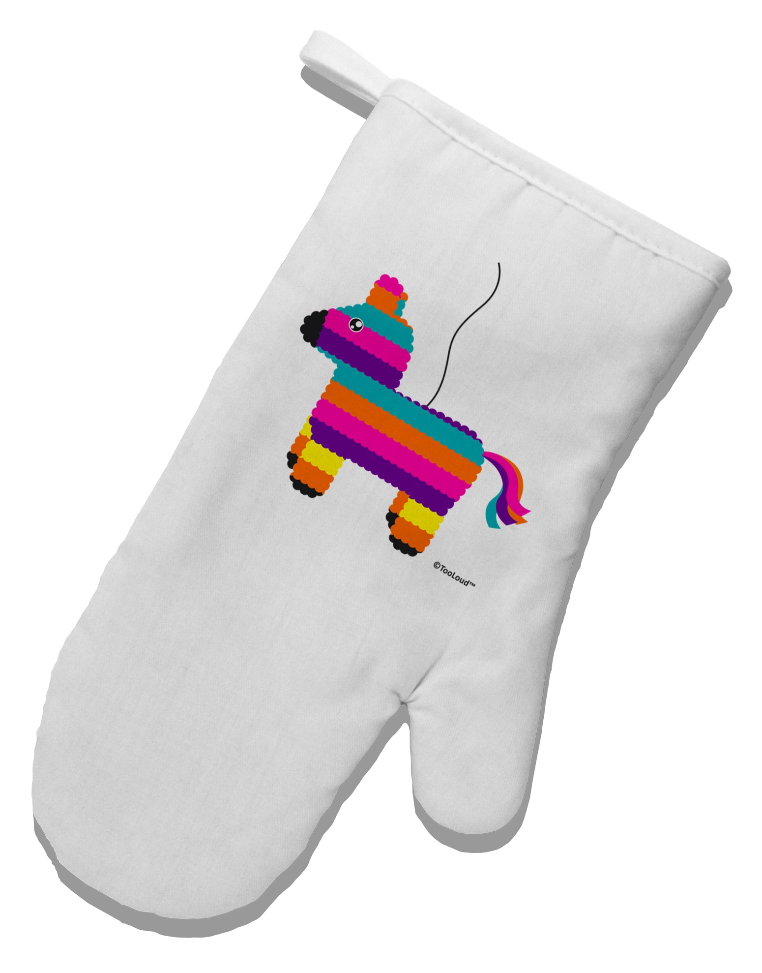 Colorful Hanging Pinata Design White Printed Fabric Oven Mitt by TooLoud-Oven Mitt-TooLoud-White-Davson Sales